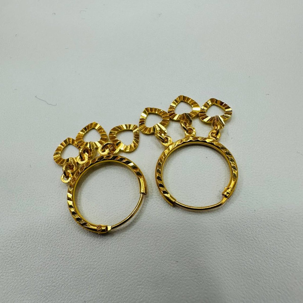 22k / 916 Gold Loop Earring with Dangling Heart by Best Gold Shop - Best Gold Shop 22k gold 22k gold earring 916 gold Earrings