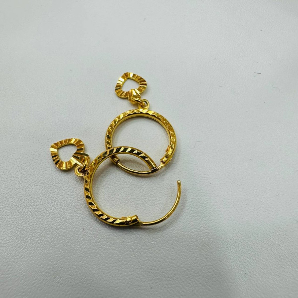 22k / 916 Gold Loop Earring with Dangling Heart by Best Gold Shop - Best Gold Shop 22k gold 22k gold earring 916 gold Earrings