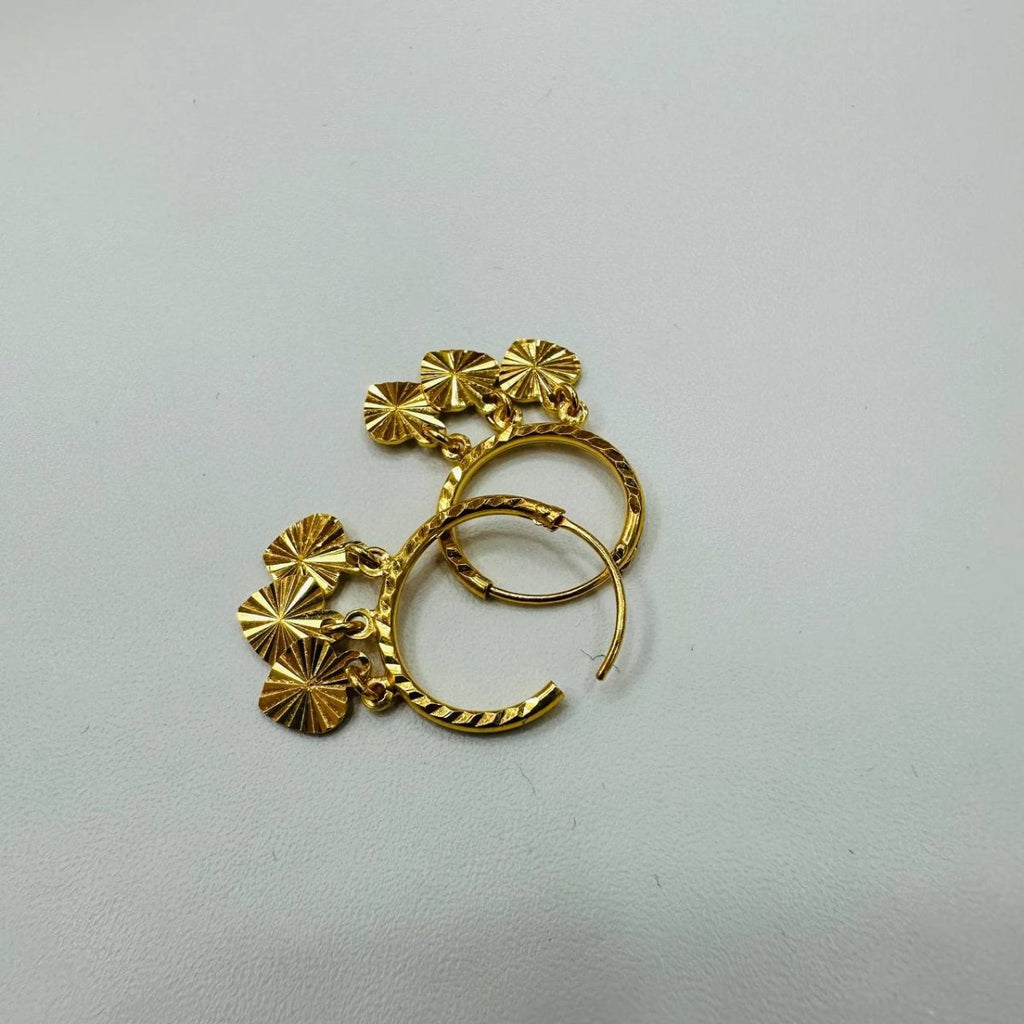 22k / 916 Gold Loop Earring with Dangling Heart by Best Gold Shop - Best Gold Shop 22k gold 22k gold earring 916 gold Earrings