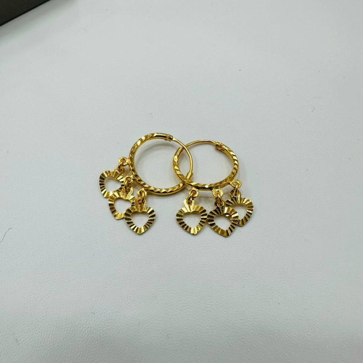 22k / 916 Gold Loop Earring with Dangling Heart by Best Gold Shop - Best Gold Shop 22k gold 22k gold earring 916 gold Earrings