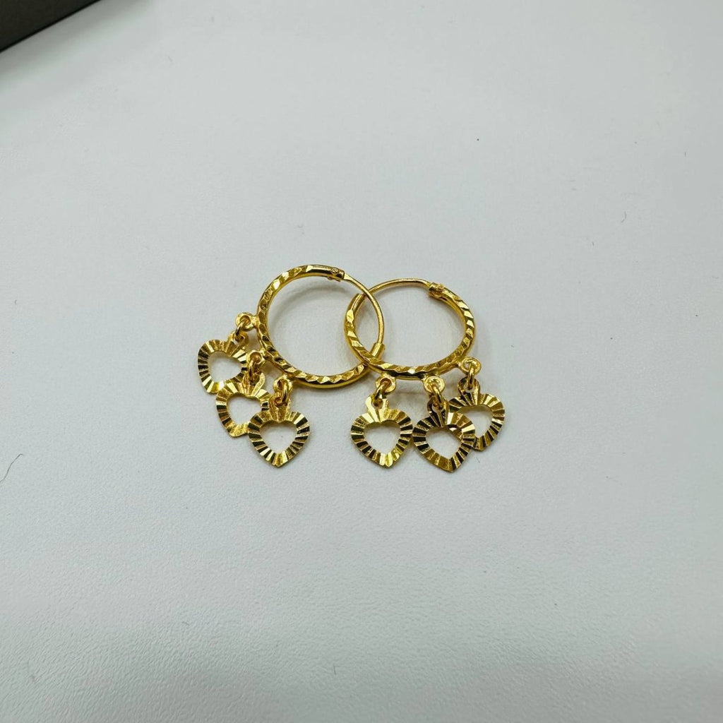 22k / 916 Gold Loop Earring with Dangling Heart by Best Gold Shop - Best Gold Shop 22k gold 22k gold earring 916 gold Earrings