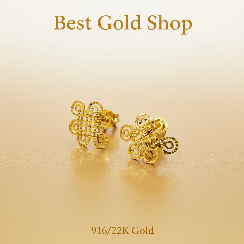 22k / 916 gold lucky knot earring by Best Gold ShopEarringsBest Gold Shop