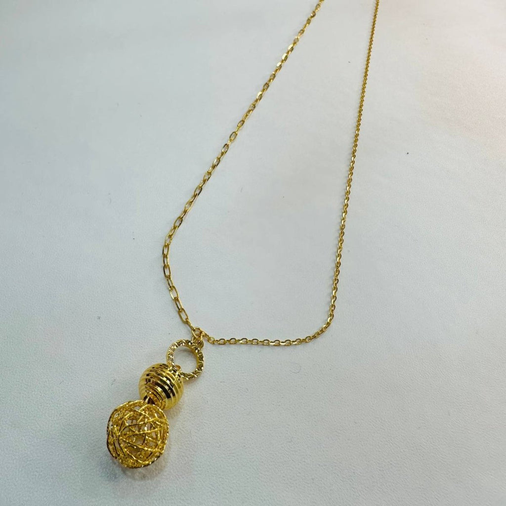 22k / 916 Gold Mesh and Disco Ball Necklace - Best Gold Shop 22k gold 22k gold necklace 916 gold Necklaces