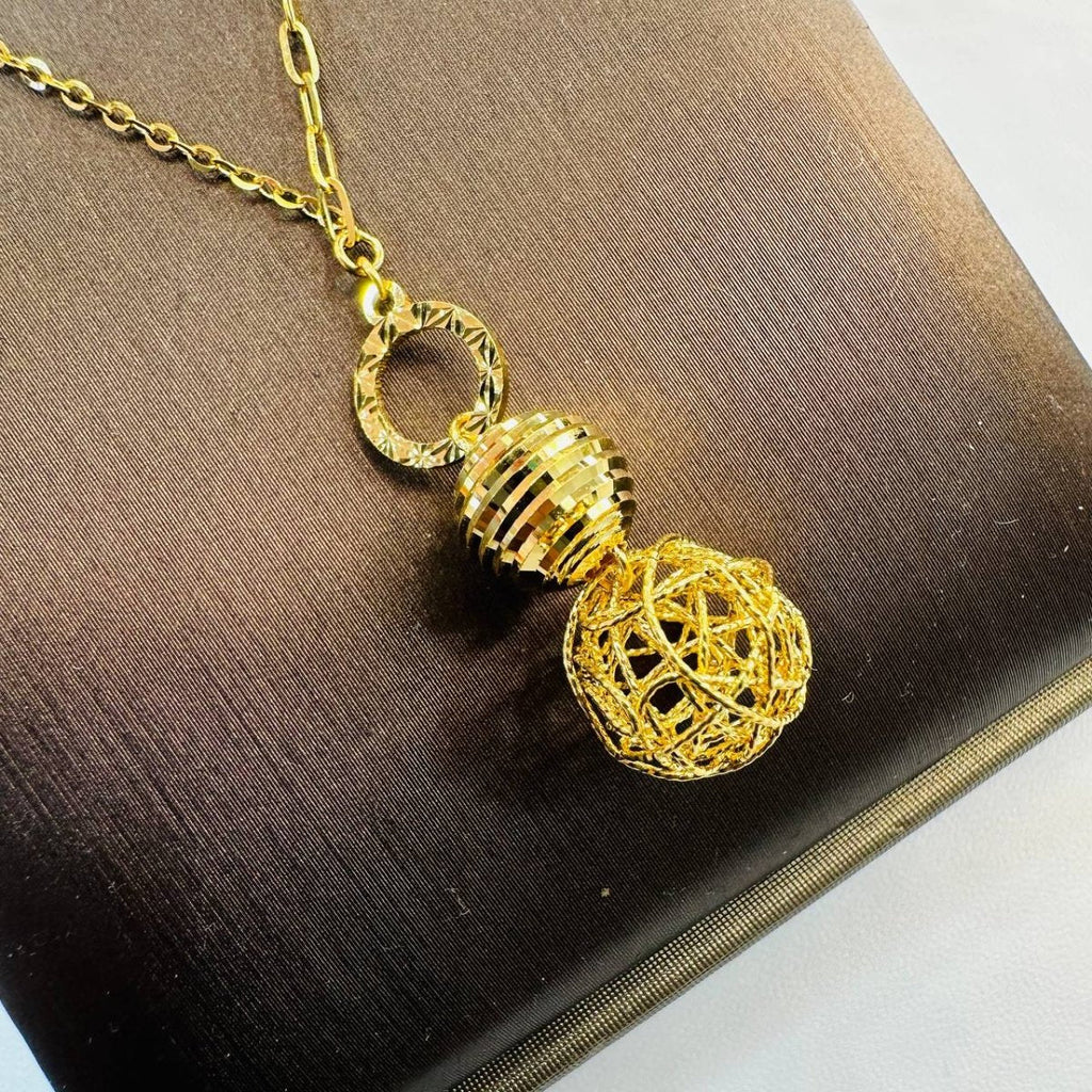 22k / 916 Gold Mesh and Disco Ball Necklace - Best Gold Shop 22k gold 22k gold necklace 916 gold Necklaces