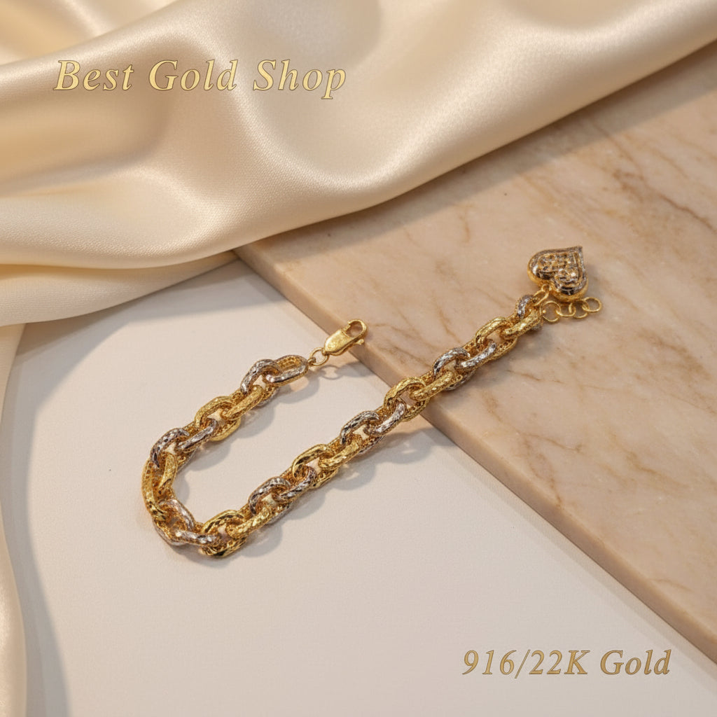 22k / 916 Gold Regal Link Charm by Best Gold ShopBraceletsBest Gold Shop