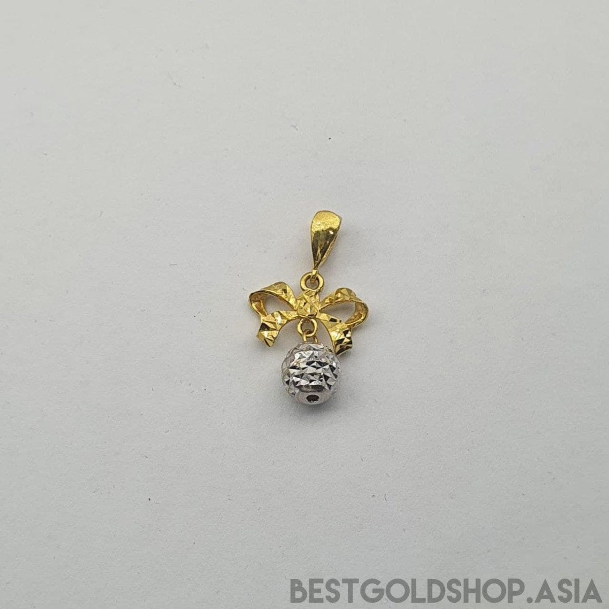 22k / 916 Gold Ribbon with ball pendant 2 tone - Best Gold Shop 22k gold 22k gold pendant 916 gold 916 gold