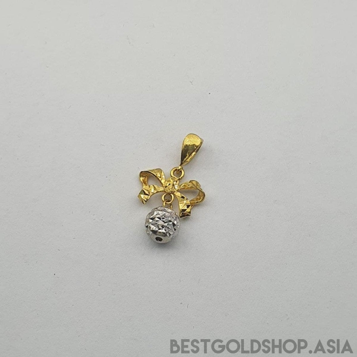 22k / 916 Gold Ribbon with ball pendant 2 tone - Best Gold Shop 22k gold 22k gold pendant 916 gold 916 gold