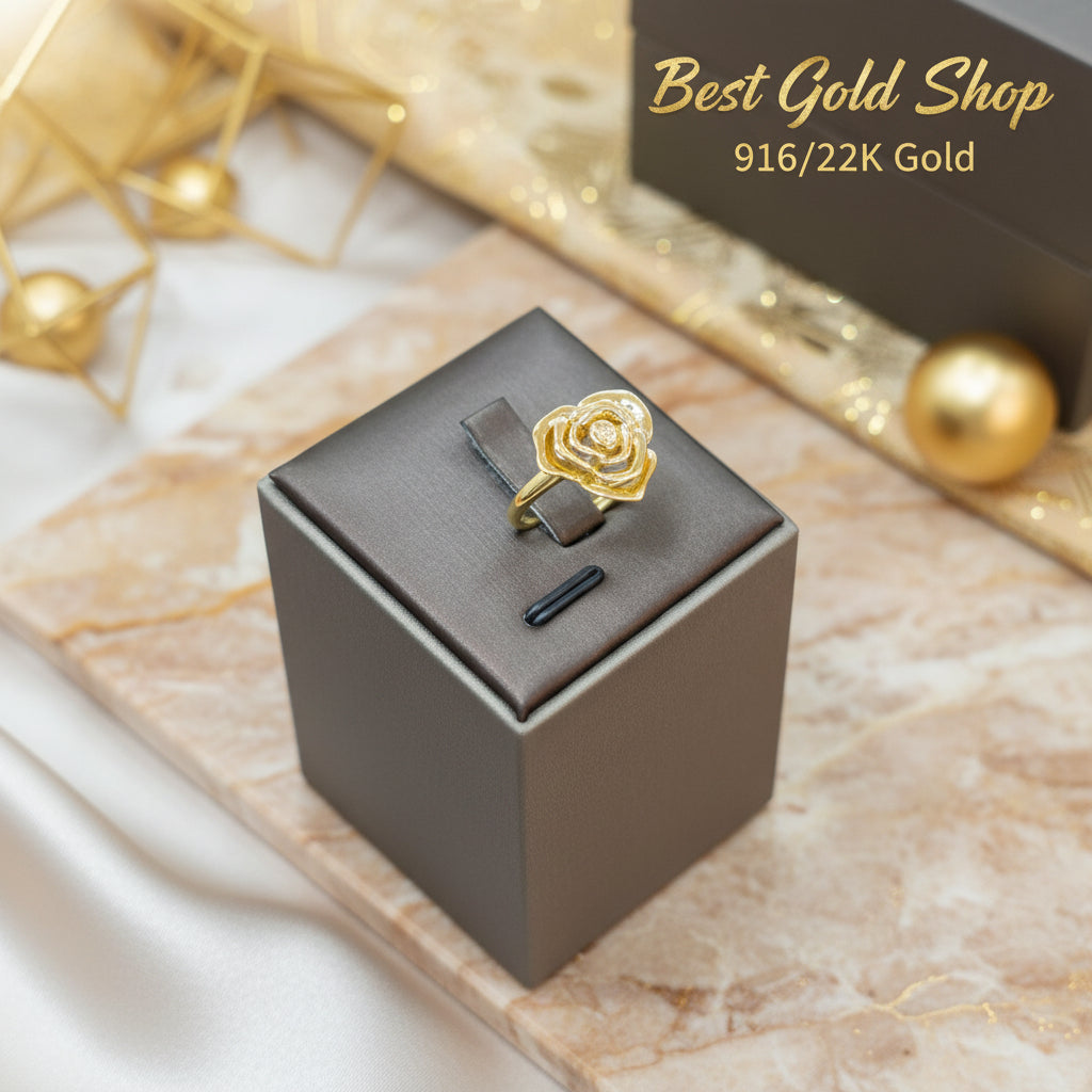 916 gold rose-shaped ring product view