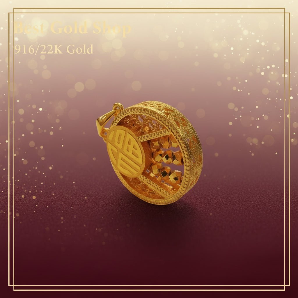 22k / 916 Gold Round Fortune Abacus Pendant - 22k gold 22k gold pendant 916 gold Charms & Pendants