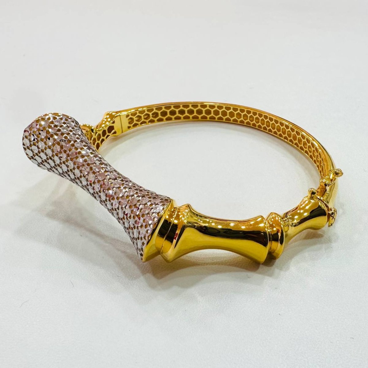 22K / 916 Gold Sculpted Bamboo Bangle – Bold Artistic Design - Best Gold Shop 22k gold 22k gold bangle 916 gold Bracelets