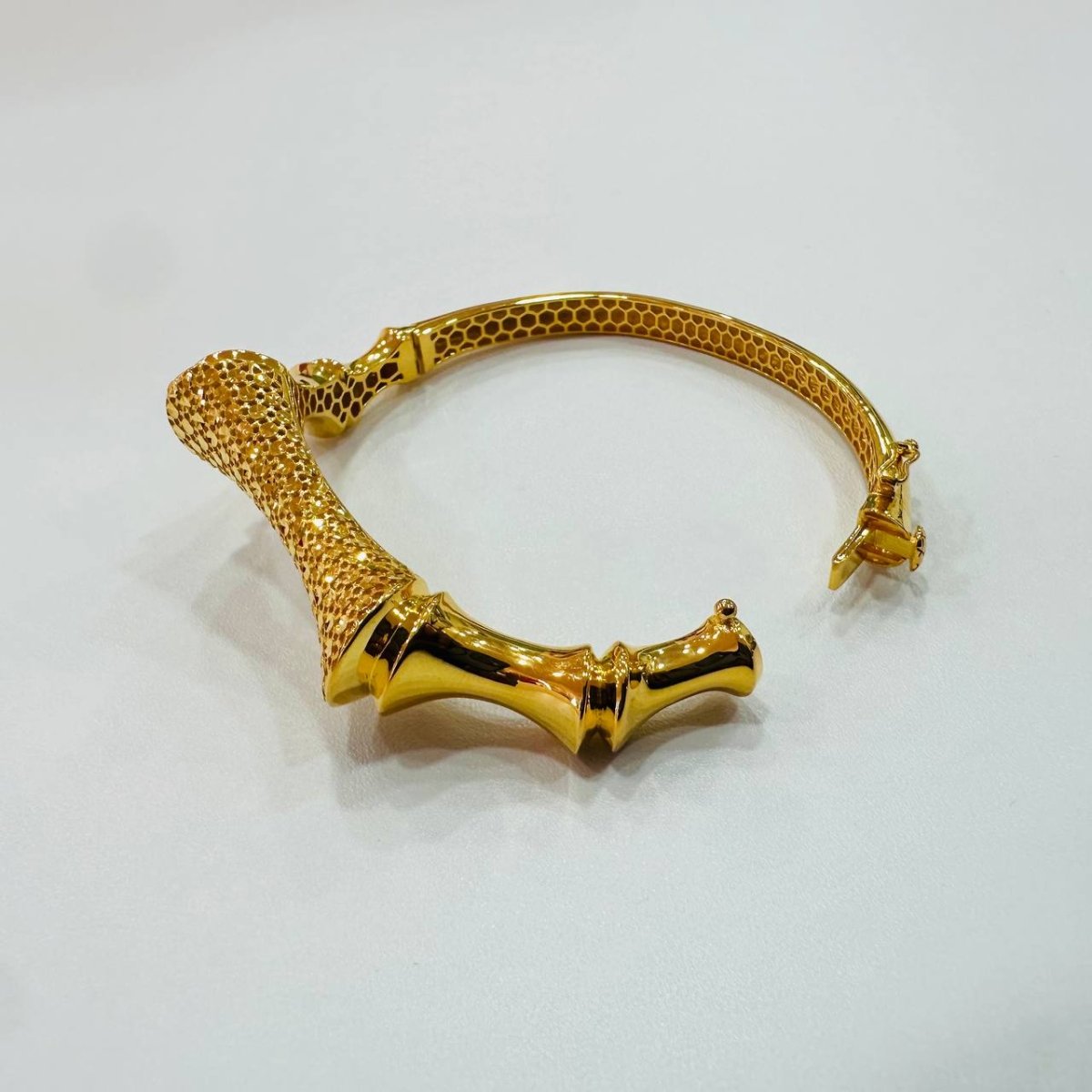 22K / 916 Gold Sculpted Bamboo Bangle – Bold Artistic Design - Best Gold Shop 22k gold 22k gold bangle 916 gold Bracelets