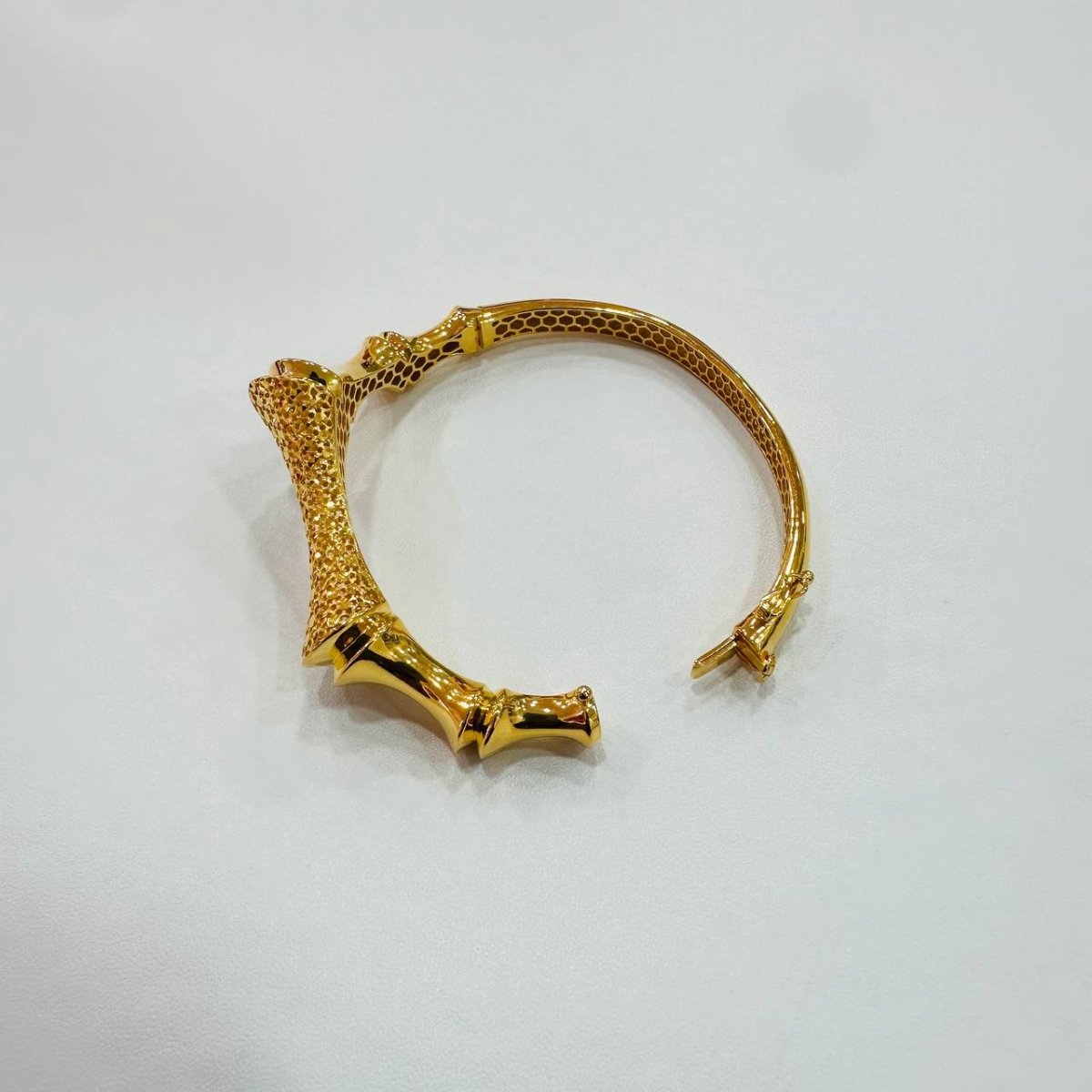 22K / 916 Gold Sculpted Bamboo Bangle – Bold Artistic Design - Best Gold Shop 22k gold 22k gold bangle 916 gold Bracelets