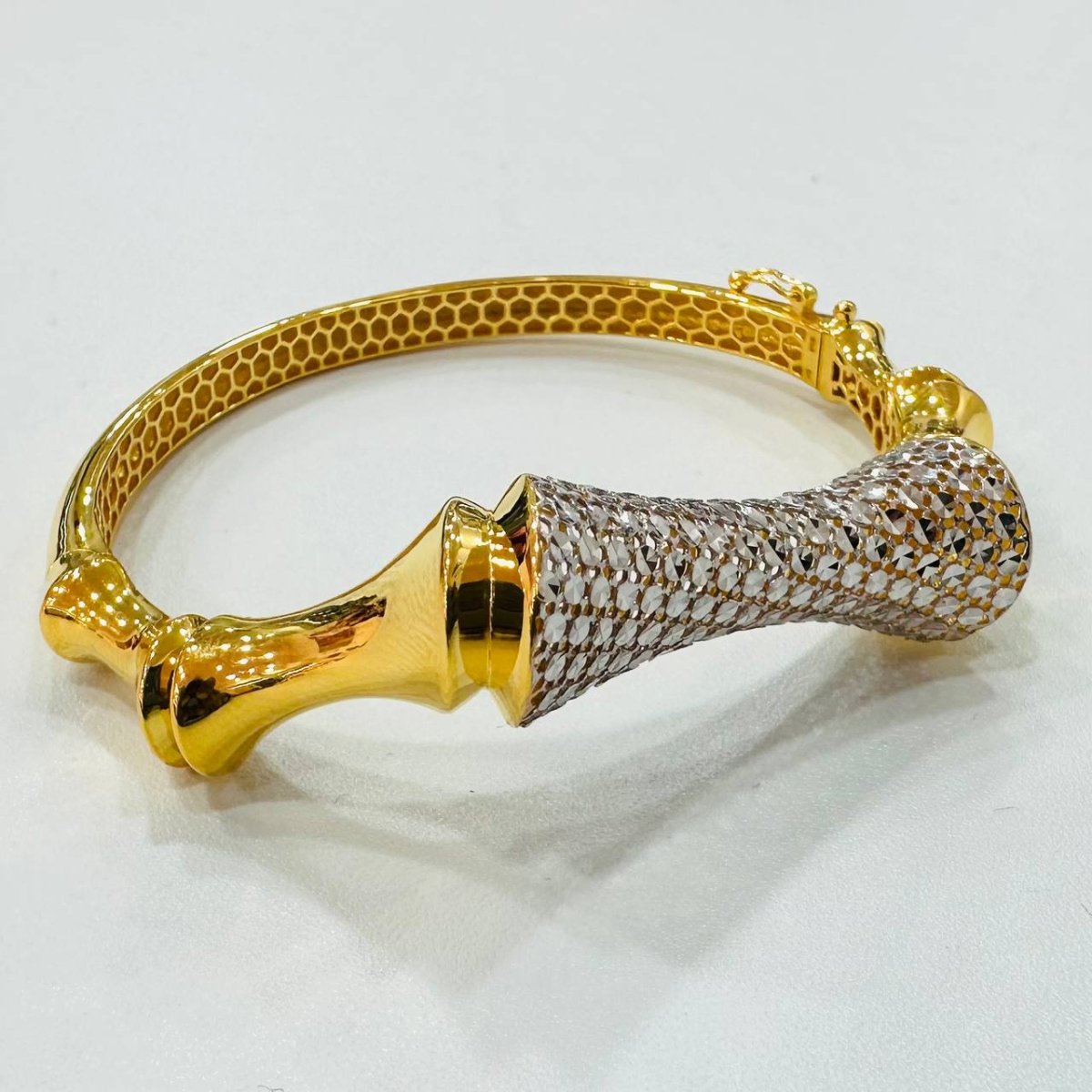 22K / 916 Gold Sculpted Bamboo Bangle – Bold Artistic Design - Best Gold Shop 22k gold 22k gold bangle 916 gold Bracelets
