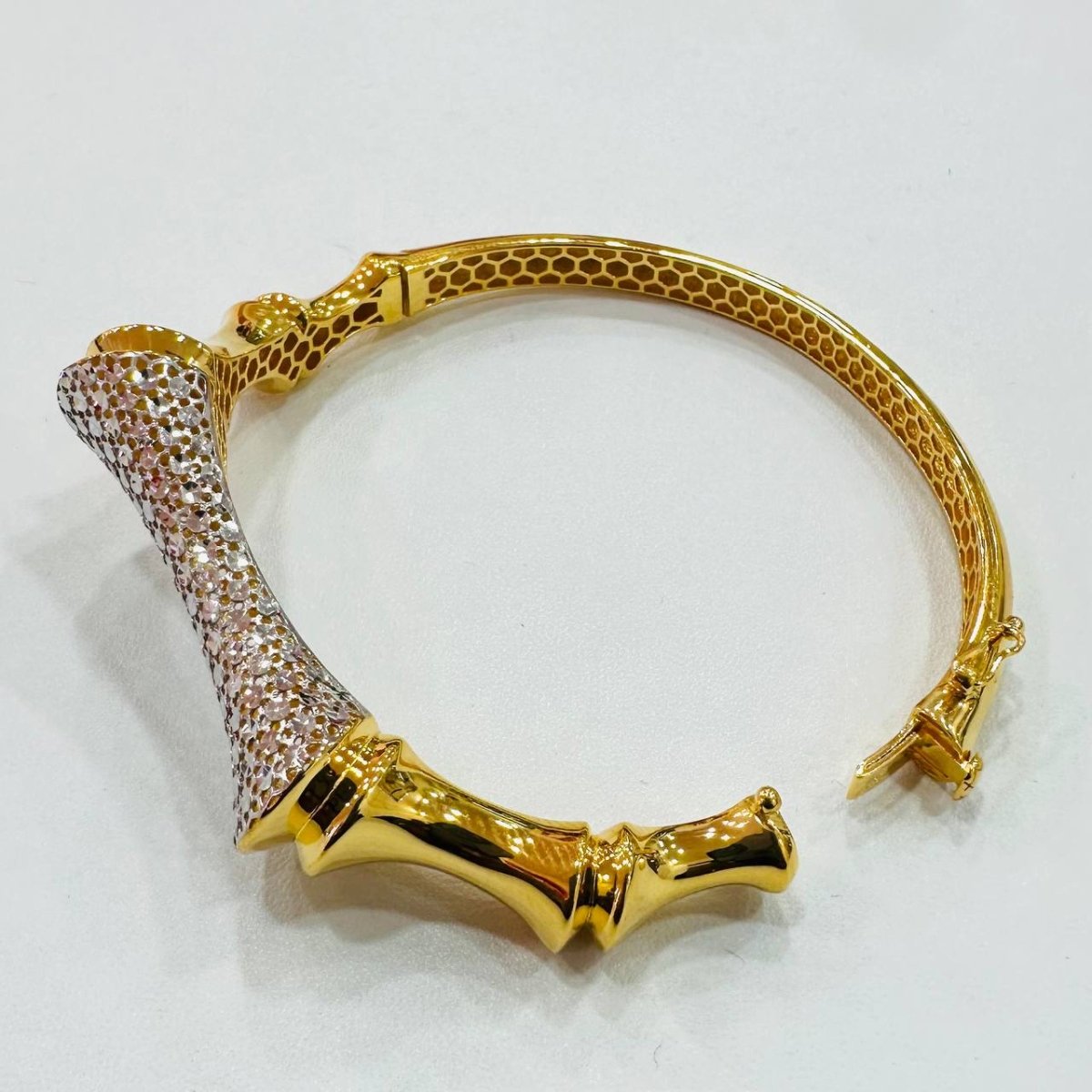 22K / 916 Gold Sculpted Bamboo Bangle – Bold Artistic Design - Best Gold Shop 22k gold 22k gold bangle 916 gold Bracelets