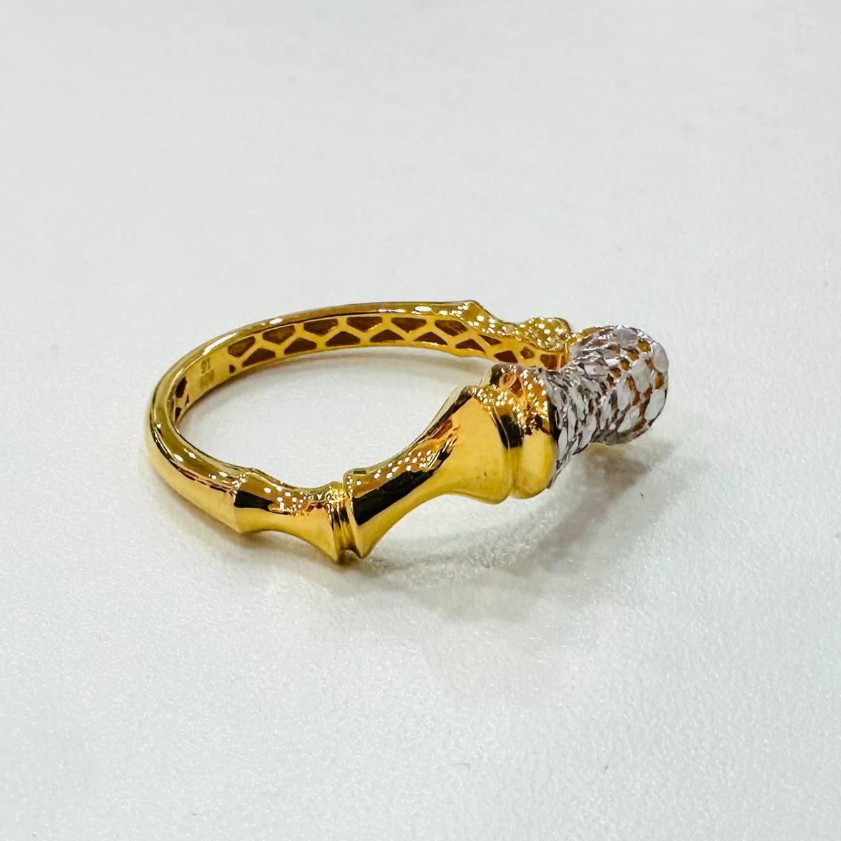 22K / 916 Gold Sculpted Bamboo Rings – Bold Artistic Design - Best Gold Shop 22k gold 22k gold ring 916 gold Rings