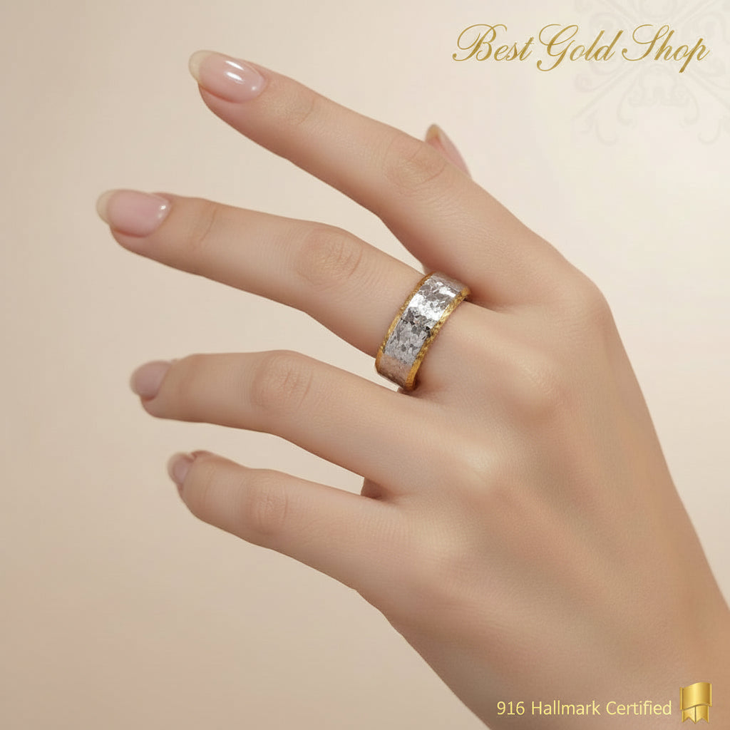 22k / 916 Gold Shimmer Cutting Ring 2 ToneRingsBest Gold Shop