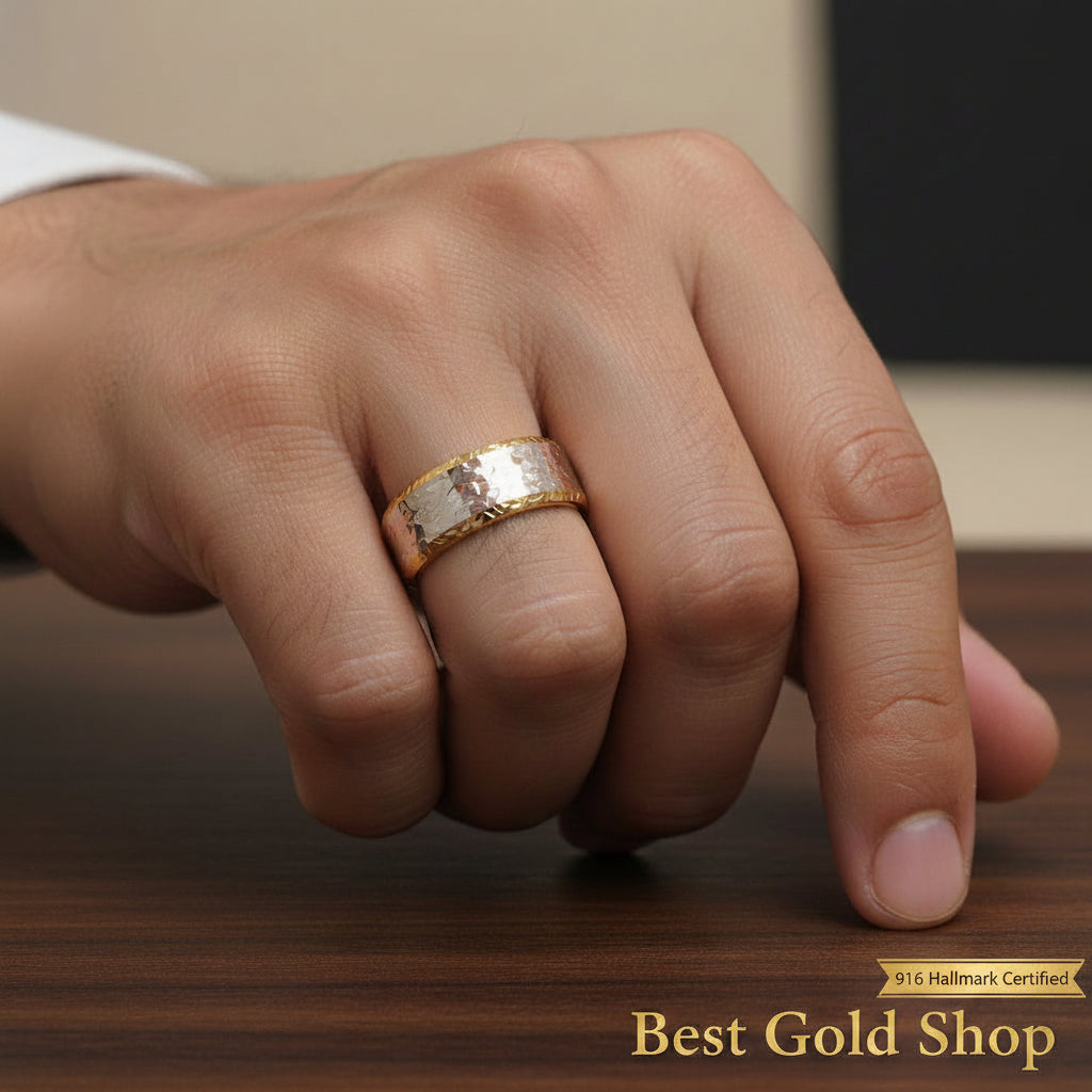 22k / 916 Gold Shimmer Cutting Ring 2 ToneRingsBest Gold Shop