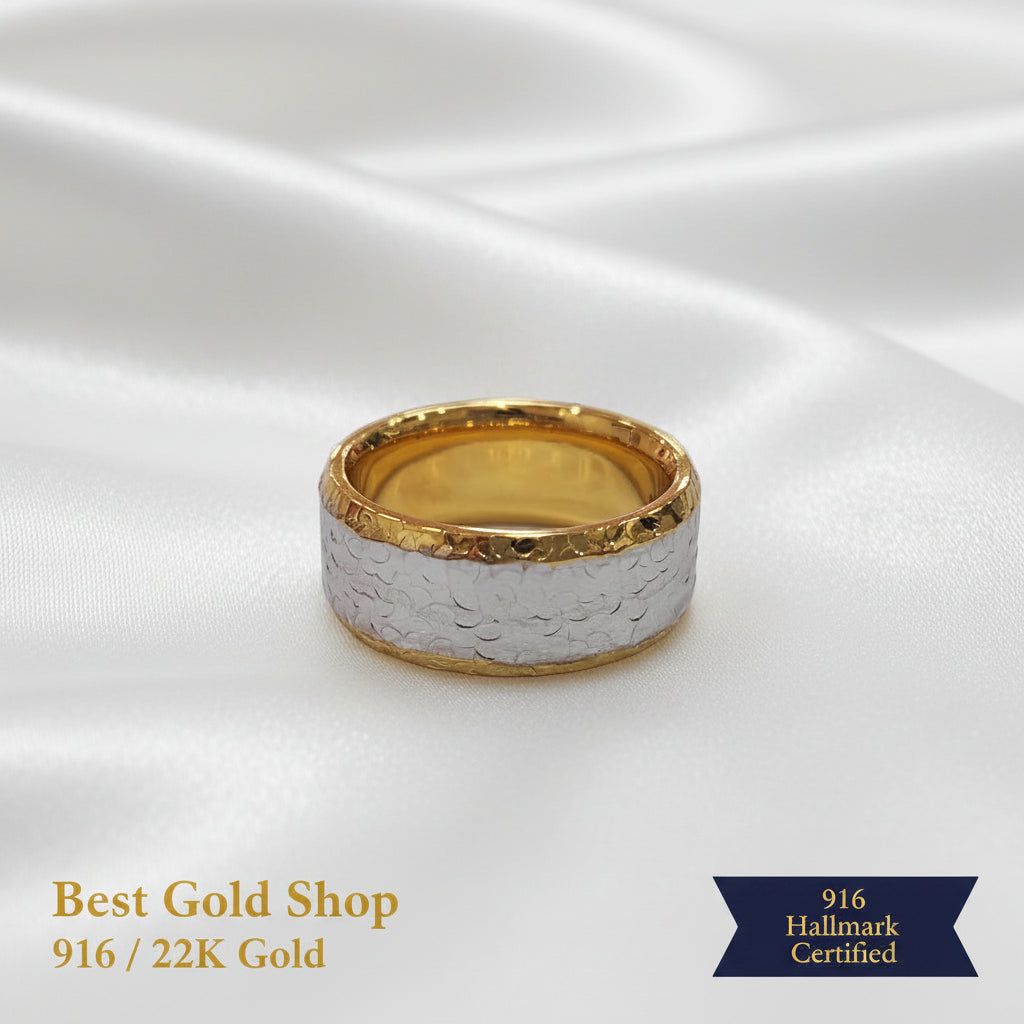 22k / 916 Gold Shimmer Cutting Ring 2 Tone