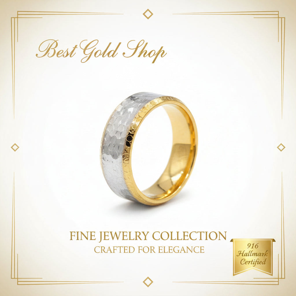 22k / 916 Gold Shimmer Cutting Ring 2 ToneRingsBest Gold Shop
