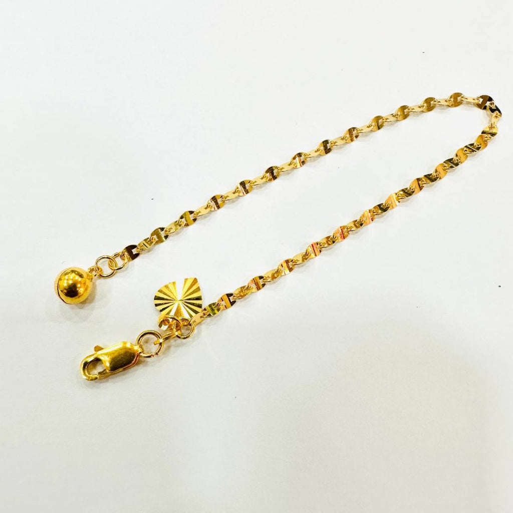 22k / 916 Gold Shiny Ingot Bracelet With bell - Best Gold Shop 22k gold 22k gold bracelet 916 gold Bracelets