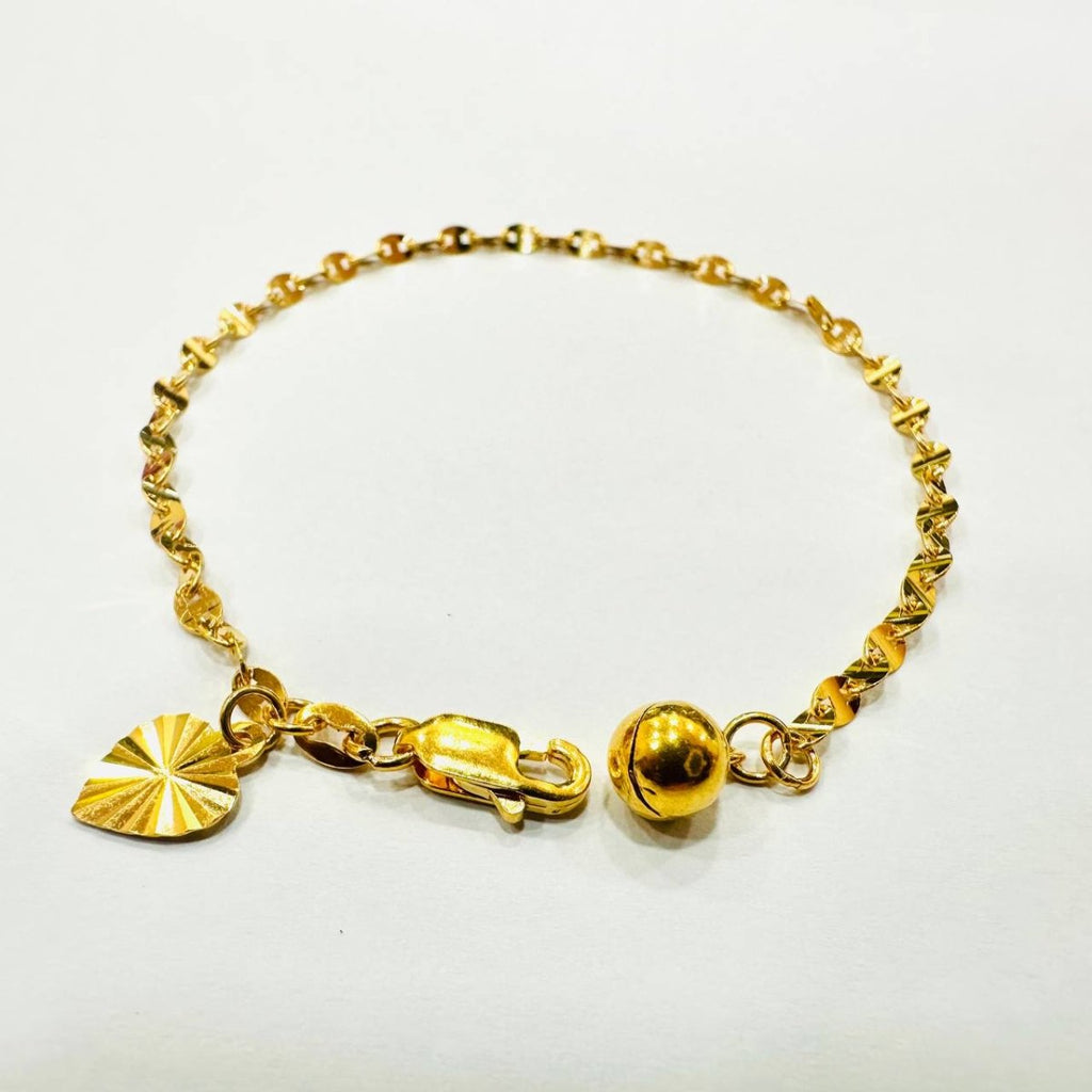 22k / 916 Gold Shiny Ingot Bracelet With bell - Best Gold Shop 22k gold 22k gold bracelet 916 gold Bracelets