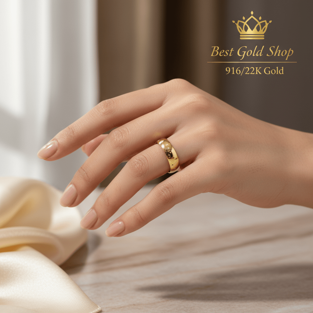 22K / 916 Gold Simple Shiny Design Ring V5 by Best Gold ShopBest Gold Shop