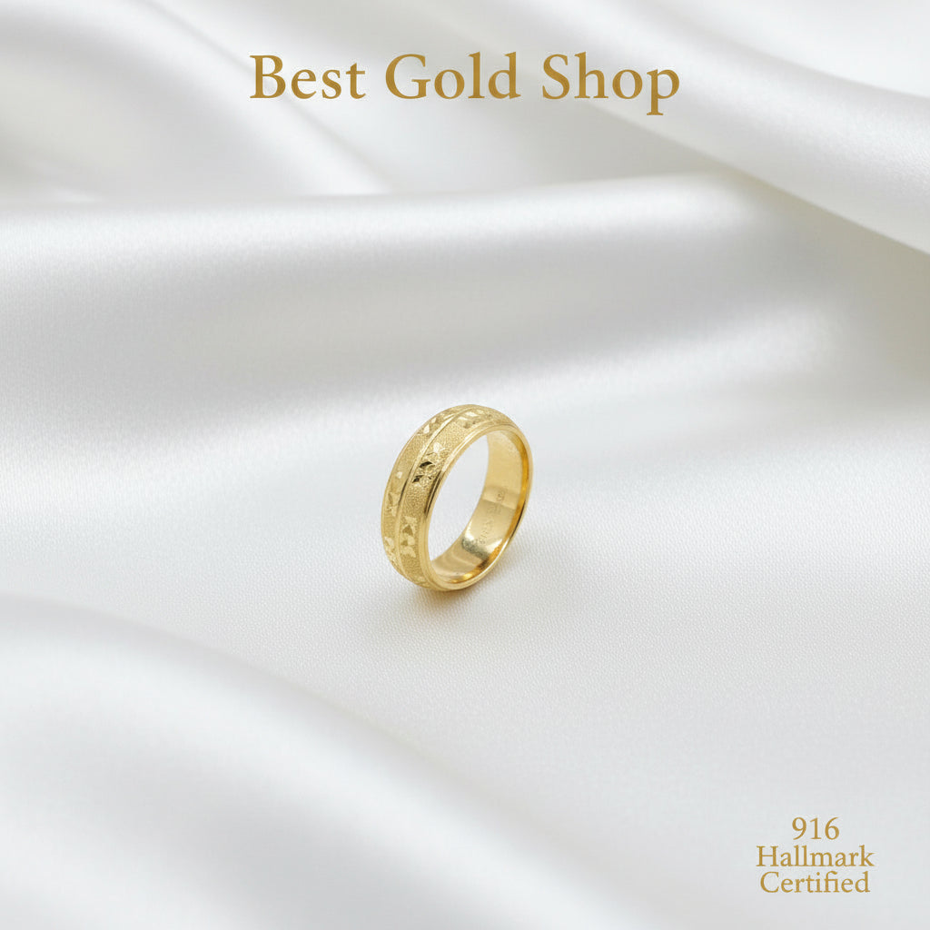 22k / 916 Gold Slim Hollow Ring V3 light weight