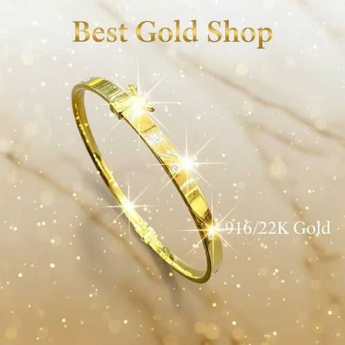 22k / 916 Gold Small Crystal Slim Bangle by Best Gold ShopBraceletsBest Gold Shop