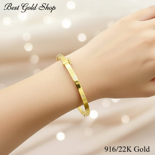 22k / 916 Gold Small Crystal Slim Bangle by Best Gold ShopBraceletsBest Gold Shop
