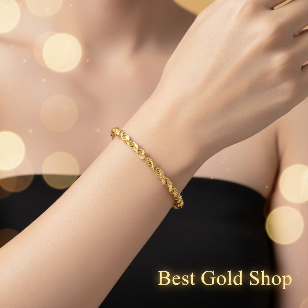 22K / 916 Gold Solid Rope Bracelet Simple and ElegantBraceletsBest Gold Shop