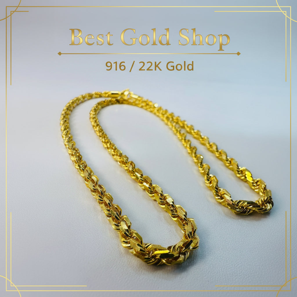 22k / 916 gold solid rope necklace by Best Gold ShopNecklacesBest Gold Shop