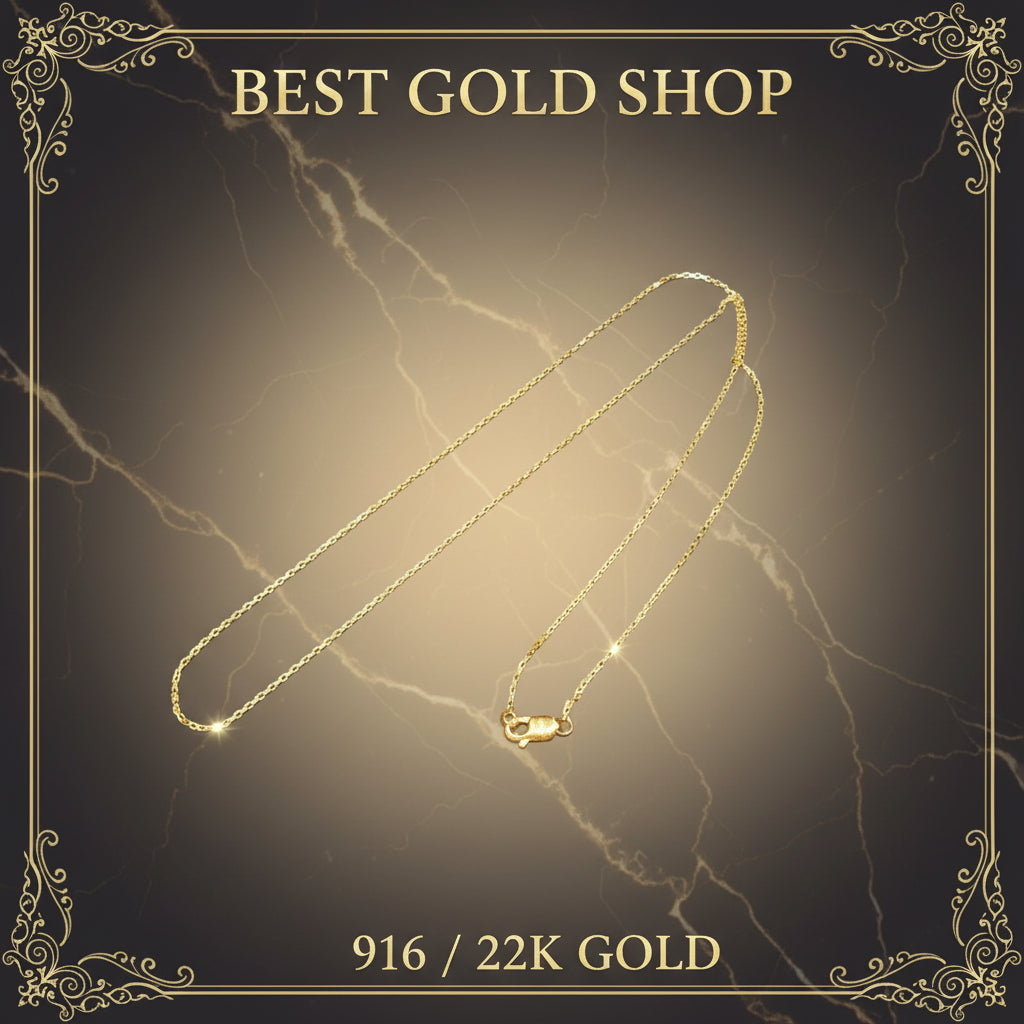 916 gold solid Wan Zi thin chain necklace by Best Gold Shop