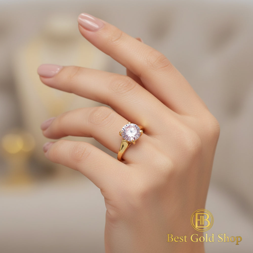 22K / 916 Gold Solitaire Rings – Bold Design with Lab - Grown crystalRingsBest Gold Shop