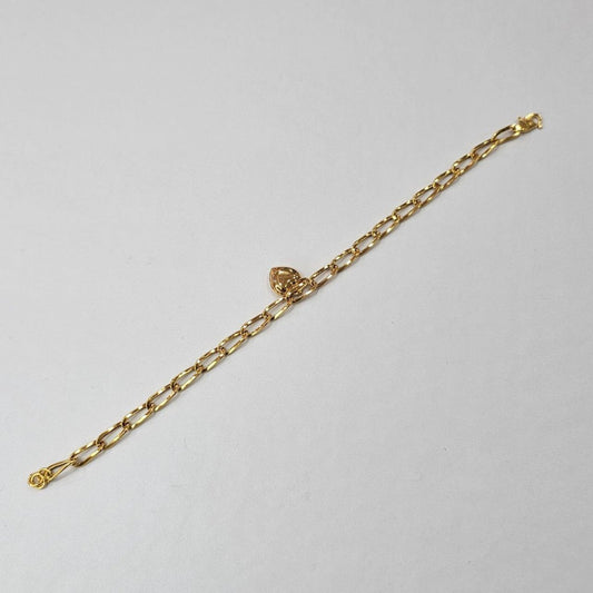 22k / 916 Gold Twisted Anchor Bracelet with Dangling Heart - Best Gold Shop 22k gold 22k gold bracelet 916 gold Bracelets