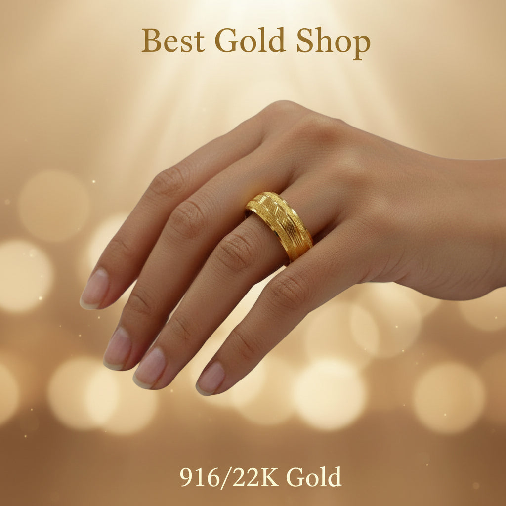 22k / 916 Gold Wide Hollow Ring Design 4 by Best Gold ShopRingsBest Gold Shop