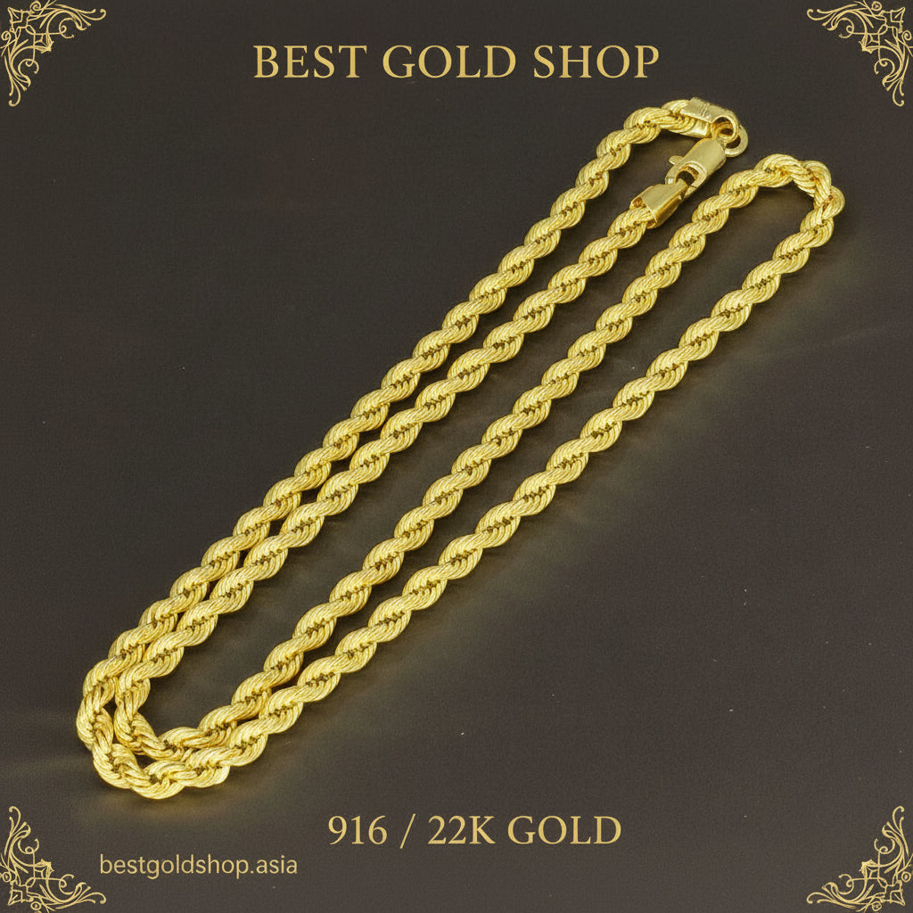 22K / 916 Hollow Rope Gold Necklace by Best Gold ShopNecklacesBest Gold Shop