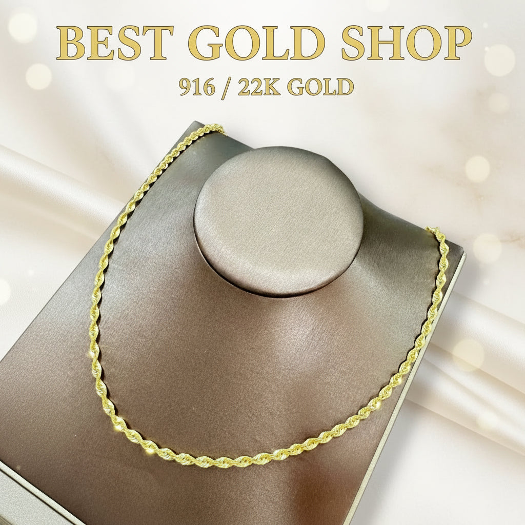 22K / 916 Hollow Rope Gold Necklace by Best Gold ShopNecklacesBest Gold Shop
