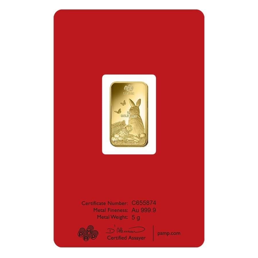 24k / 999 Gold 5 grams PAMP Rabbit Gold Bar - Best Gold Shop 24k gold 24k gold bar 999 gold 999 gold