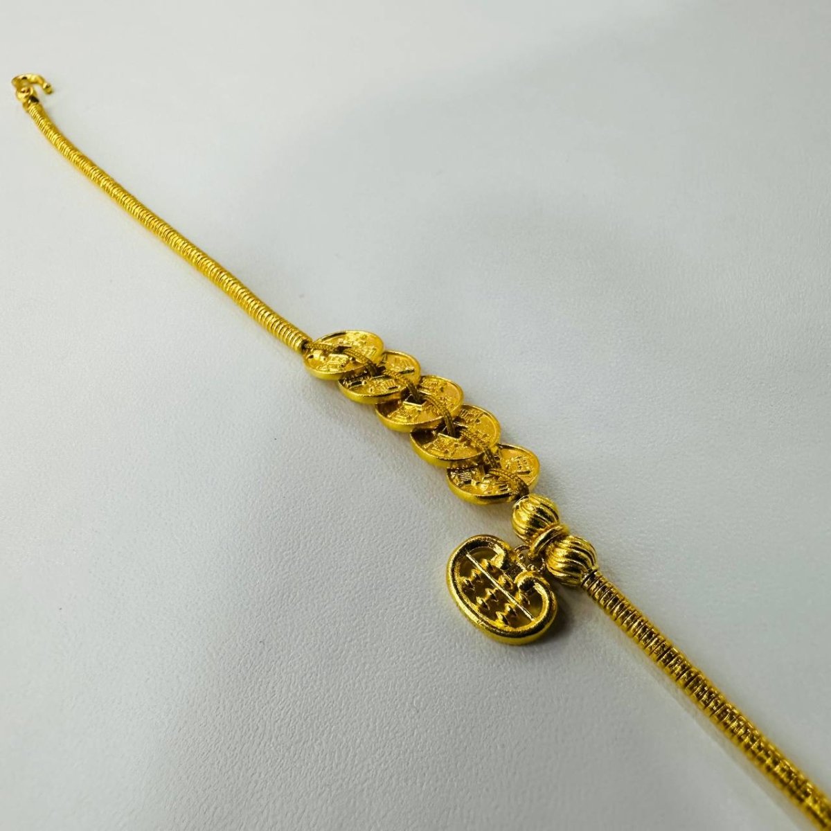 24k / 999 Gold Five Coins and abacus Bracelet by Best Gold Shop - Best Gold Shop 24k gold 24k gold bracelet 999 gold Bracelets