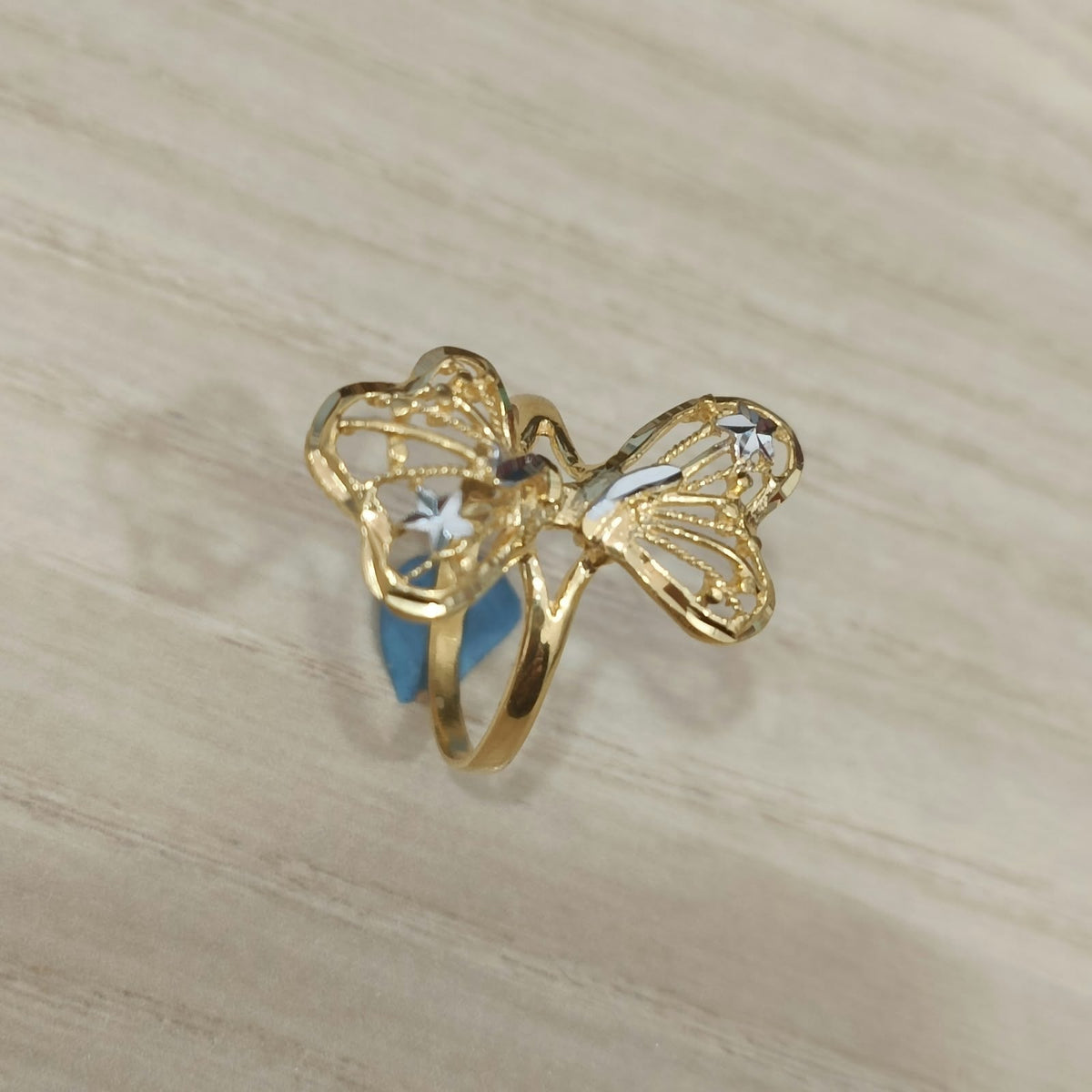 916 Gold Two-Tone Butterfly Ring | Elegant 22K Gold Design