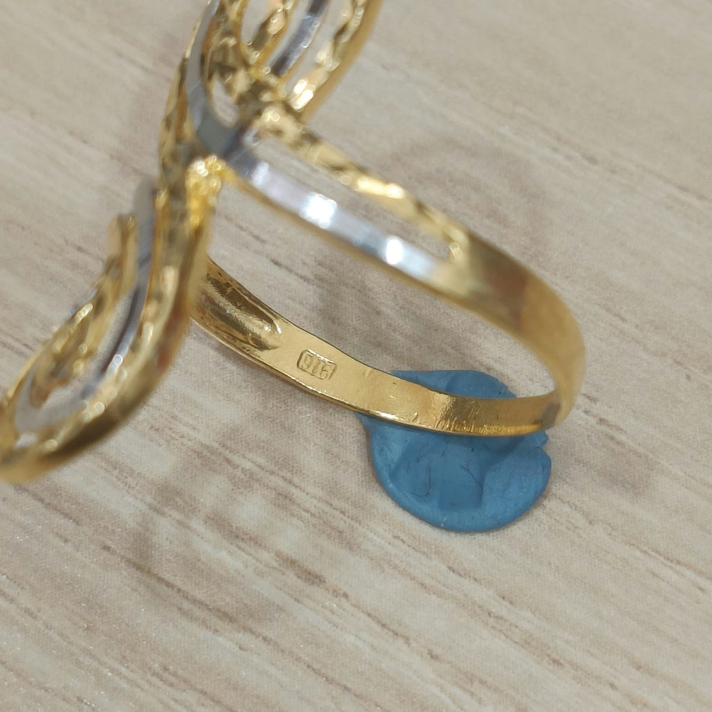 916 Gold Two-Tone Swirl Ring | Elegant 22K Gold Design
