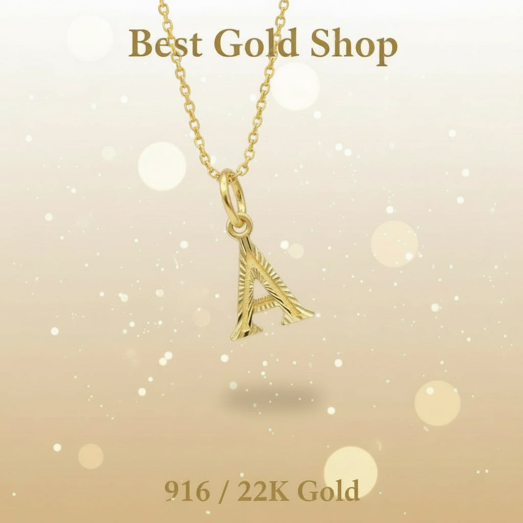 22K Gold Alphabet Pendant – Simple and BigCharms & PendantsBest Gold Shop