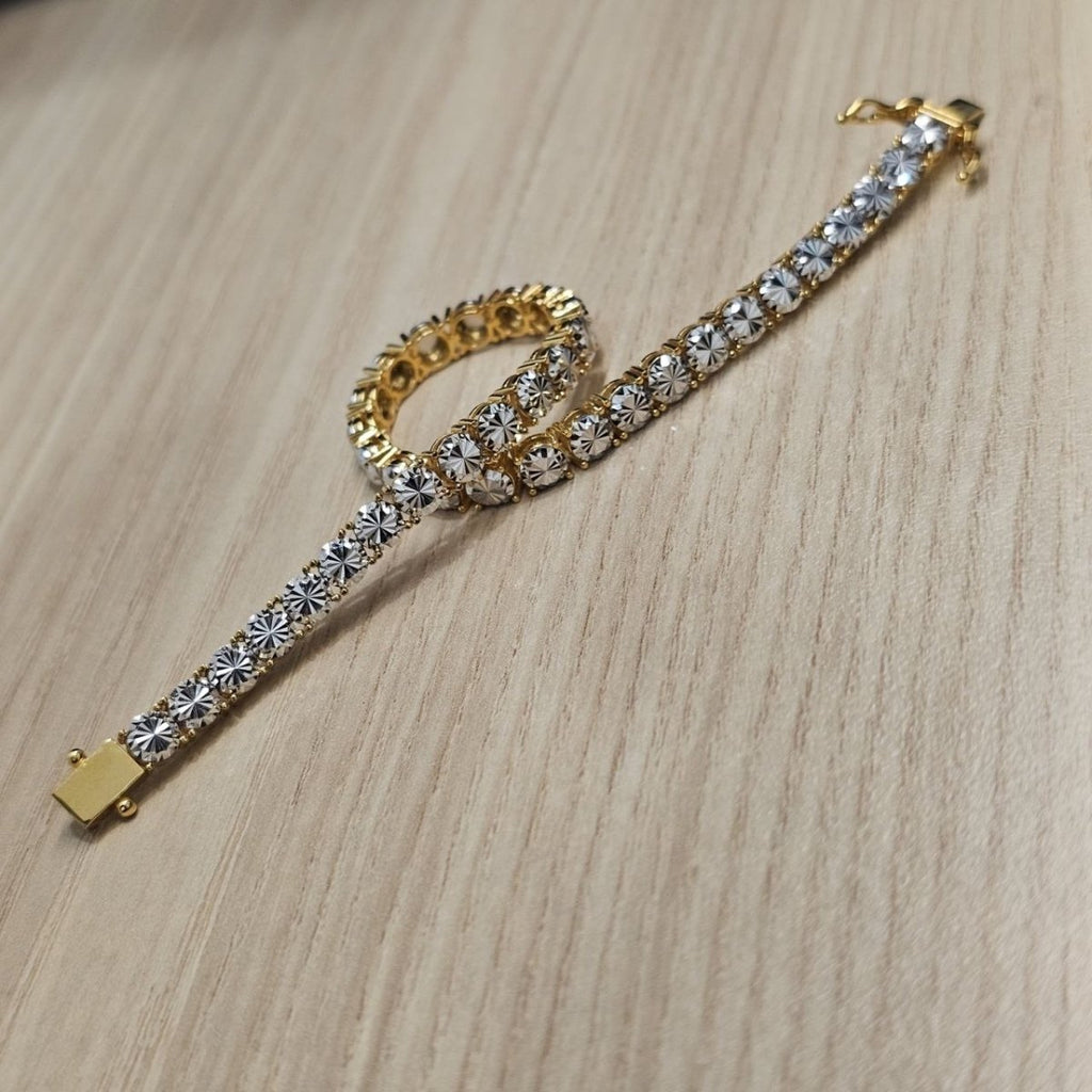 916 Full Gold Diamond Cutting Design 2 Tone BraceletBraceletsBest Gold Shop