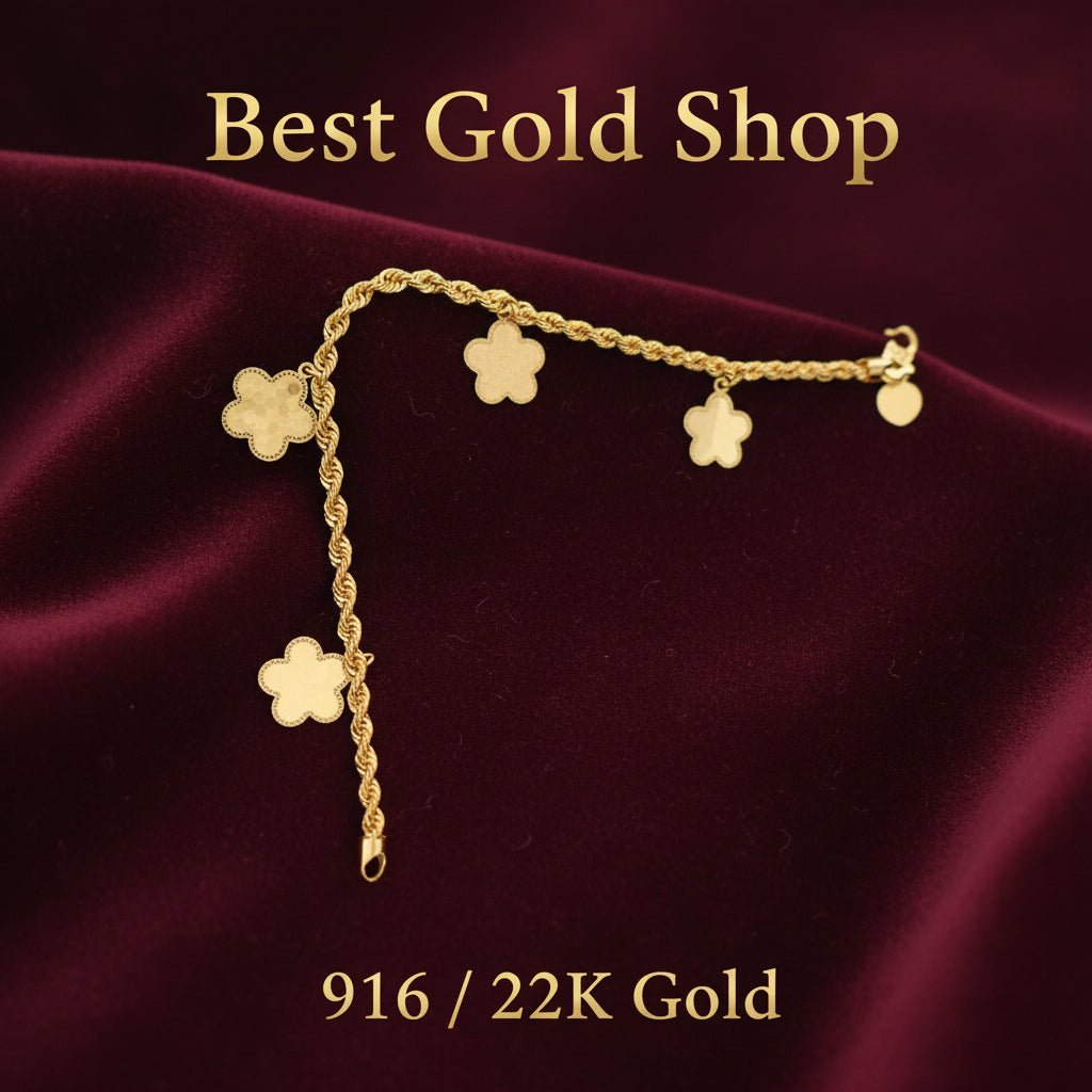 916 Gold (22K) Fancy Flower Hollow Rope BraceletBraceletsBest Gold Shop