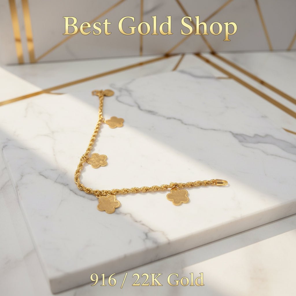 916 Gold (22K) Fancy Flower Hollow Rope BraceletBraceletsBest Gold Shop