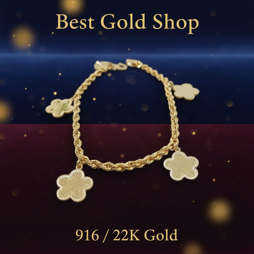 916 Gold (22K) Fancy Flower Hollow Rope BraceletBraceletsBest Gold Shop