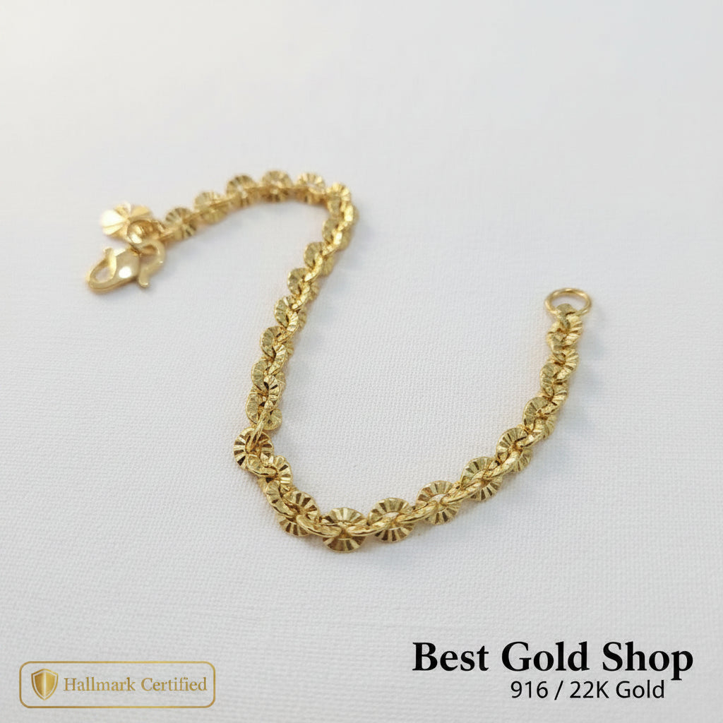 916 Gold (22k) Floral Bracelet Significant Light WeightBraceletsBest Gold Shop