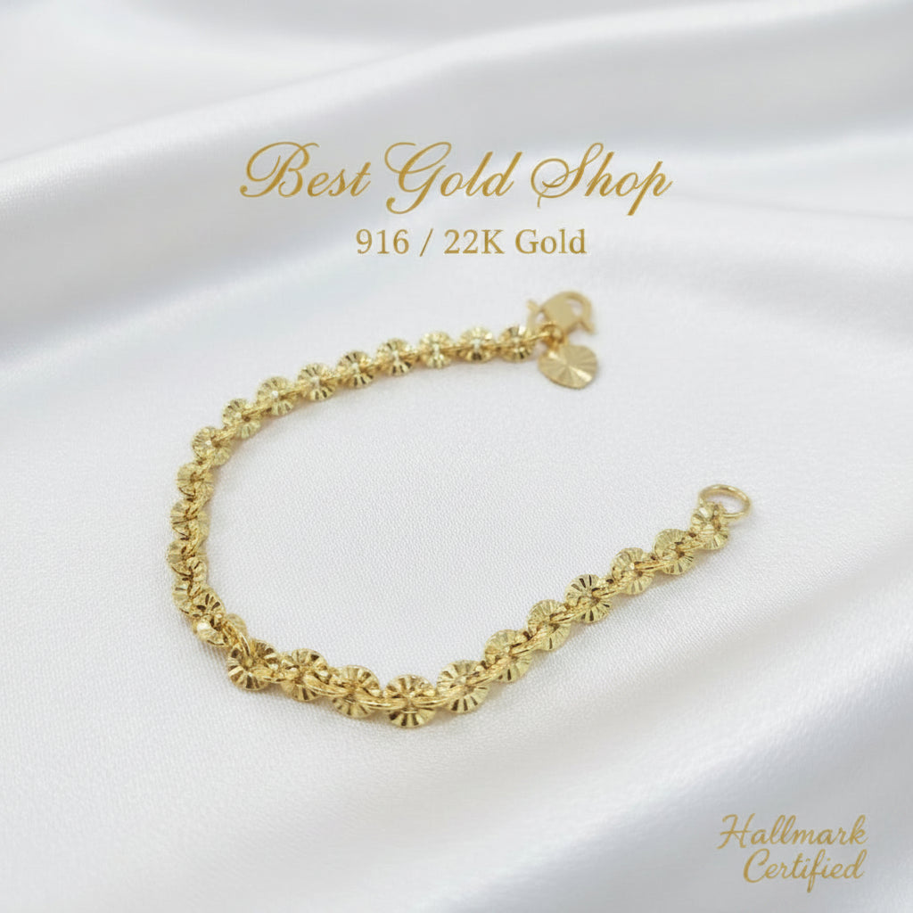 916 Gold (22k) Floral Bracelet Significant Light WeightBraceletsBest Gold Shop