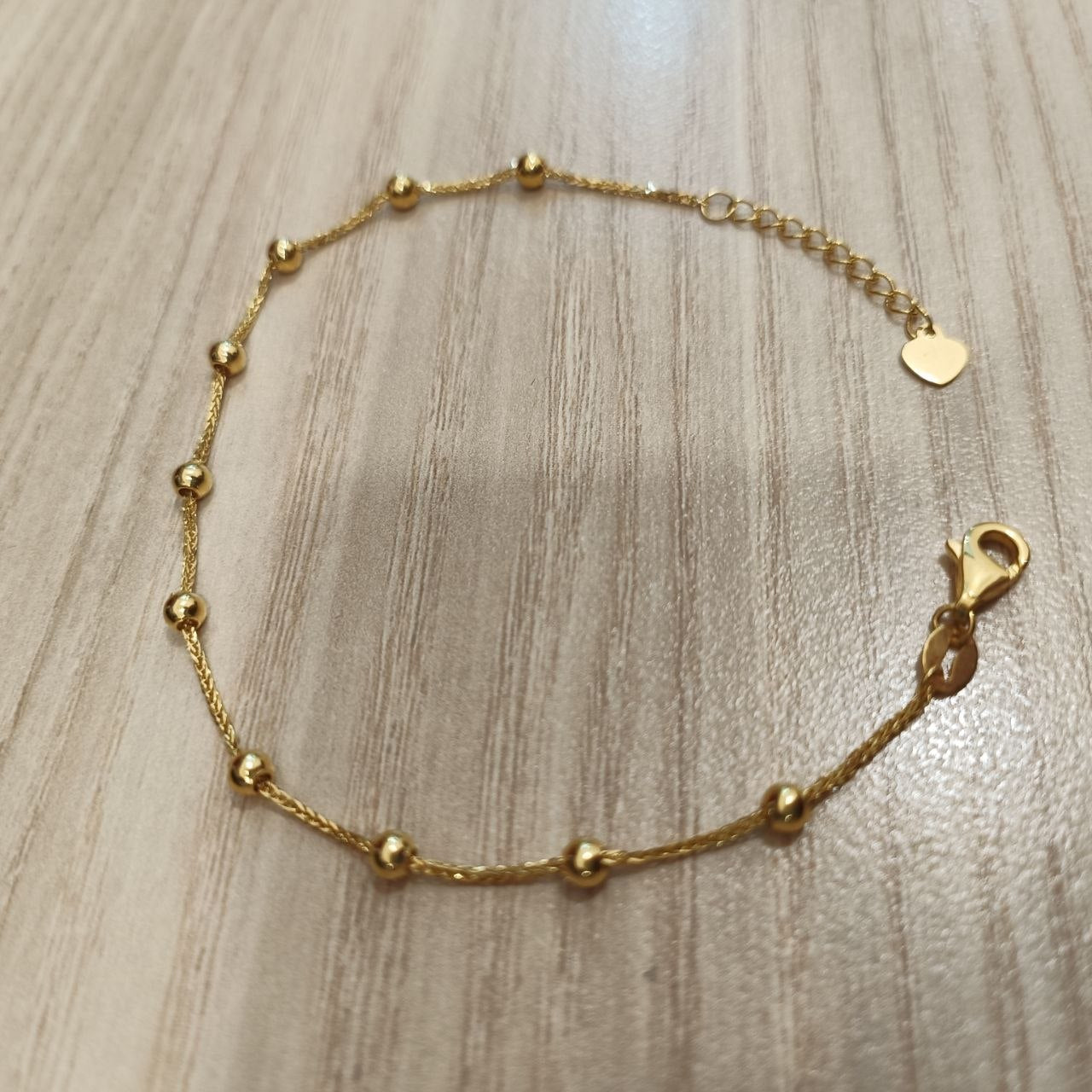 916 gold adjustable bead station bracelet full view