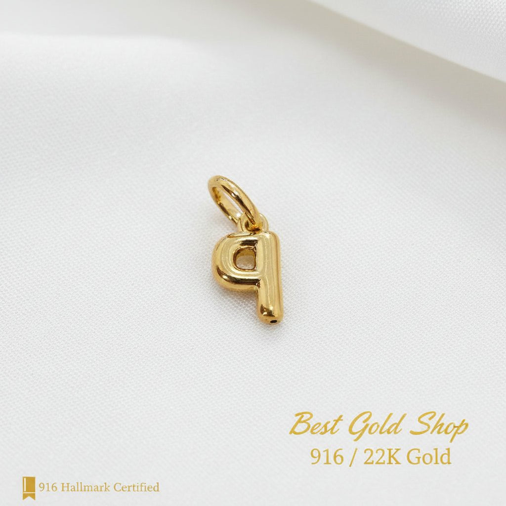 916 Gold Alphabert Pendant Feather Weight Smooth shiny Finish.Charms & PendantsBest Gold Shop